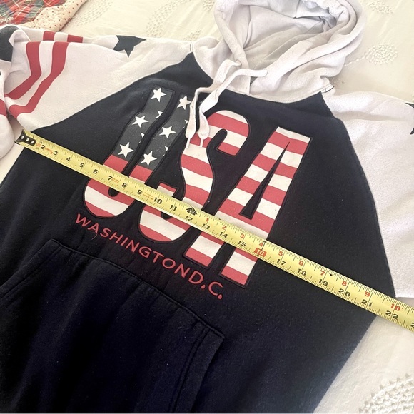Vintage Washington DC USA American Flag Spell Out Sweatshirt Hoodie Embroidered - Picture 6 of 8